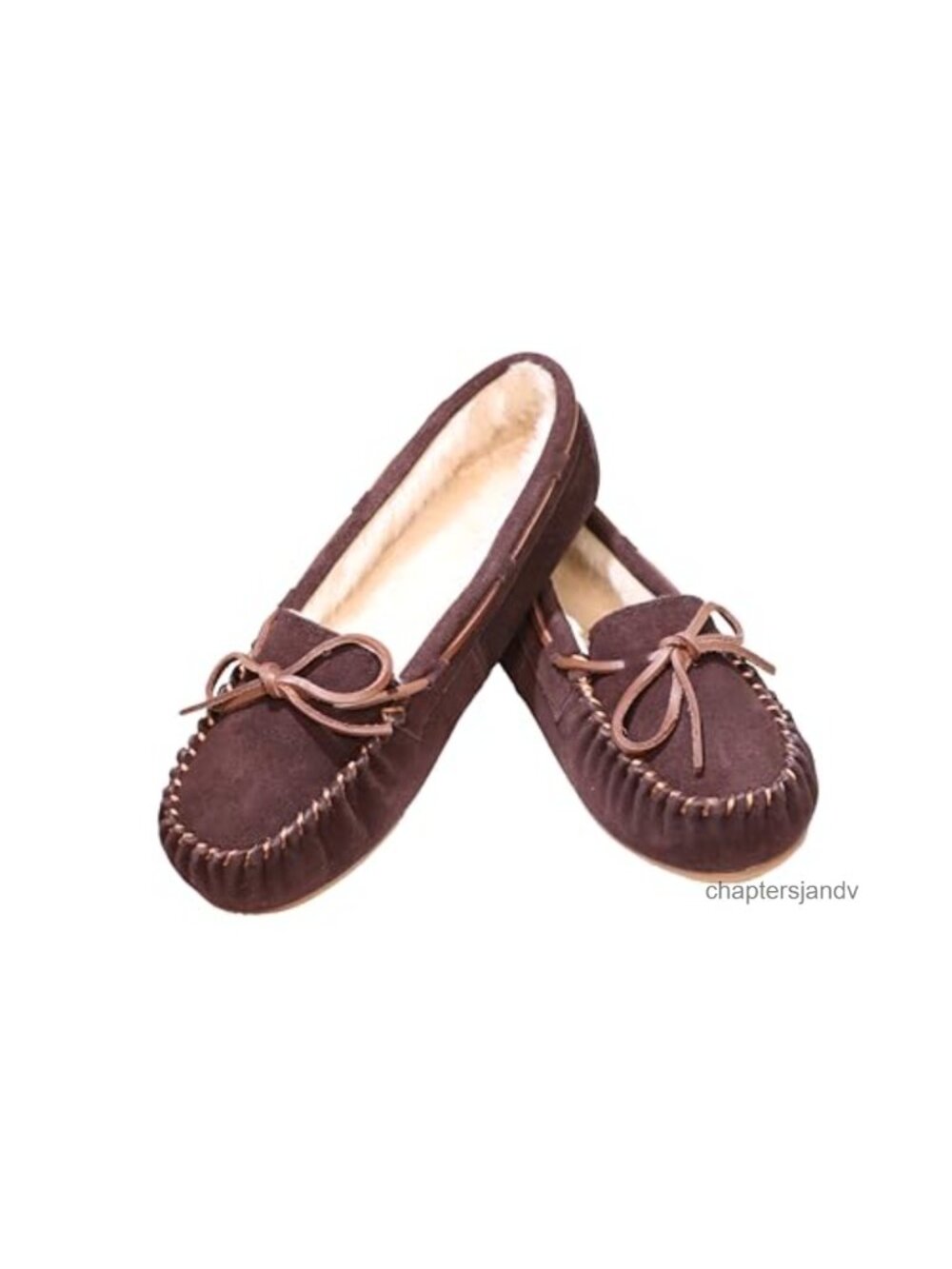 Genuine Leather Mocc Faux Fur Memory Foam House Shoes